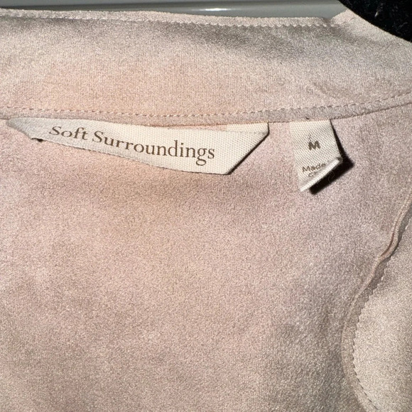 Soft Surroundings Women’s Jacket Blush Pink Faux Suede Boho Southwestern Medium - Picture 3 of 8